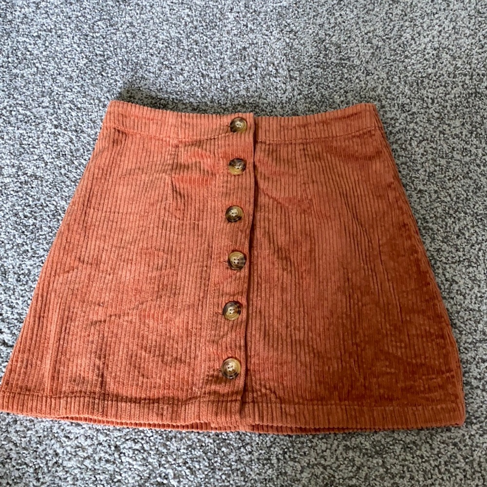 Corduroy Button Mini Skirt